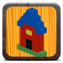 icon Buildings with building bricks(Edifici con mattoni da costruzione)