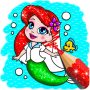 icon Glitter mermaid coloring(Colorazione sirena per bambini)