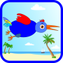 icon Funny Bird. At the beach (Uccello divertente. In spiaggia)