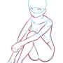 icon Anime Girl Pose Sitting(Posa di una ragazza anime Disegno)