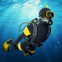 icon scuba diver treasure hunt(Scuba Diver Swimming Treasure)