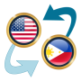 icon USD x PHP(Dollaro USA a Peso filippino)