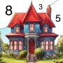 icon House Color by number game (House Color by gioco numerico)