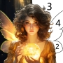 icon Fairytale Color by number game (Favola Gioco da colorare per numero)